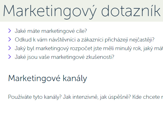 Marketingový dotazník pro tvorbu strategie