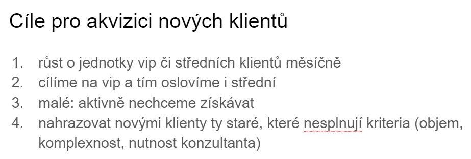 Cíle pro akvizici nových klientů