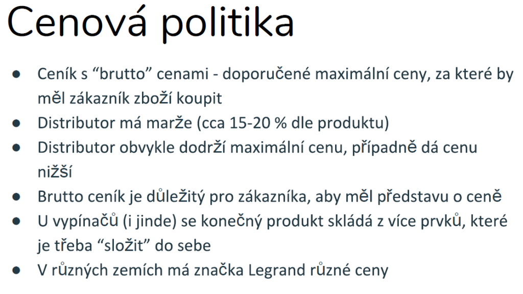 Ukázka bodové zadání cenová politika