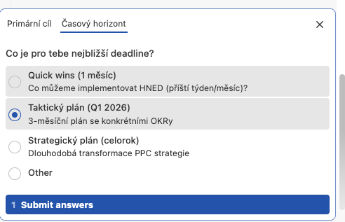 Ukázka: Dotaz procesu - Časový horizont
